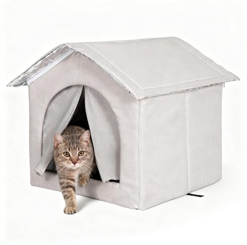 Gihioue Katzenhaus Für Draußen, Warm Und Wetterfest Mit, Wasserdichtes Katzenhaus Winterbett Für Kaltes Wetter, Kleine Und Mittelgroße Hunde, Haustiere, Drinnen