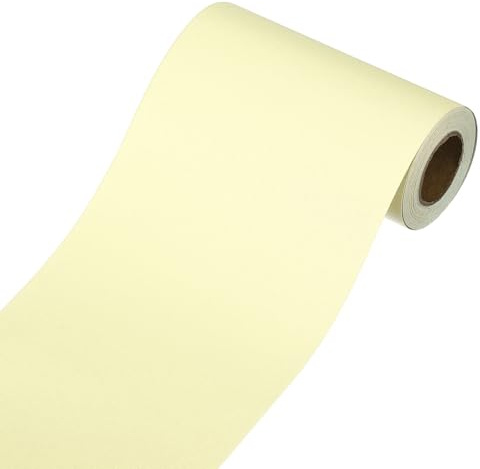 QUARKZMAN Bordure De Papier Peint, Bordures De Papier Peint À Coller Et À Décoller, 5m x 10cm Ruban Adhésif Autocollant Pour Encadrement Miroir Pour ornementation De Cuisine, Jaune Clair