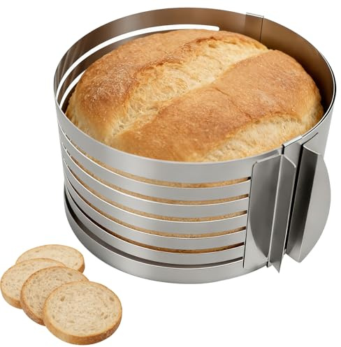 TETEWEVER Silber Torten Schneidehilfe aus Edelstahl 15-20cm Tortenboden Schneidhilfe Rund Kuchen-Nivellierer Torteneinteiler Torten Tortenring mit Schneidehilfs für Kuchen Brot Puddings Moussetorten