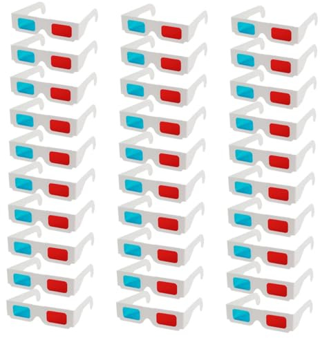 ELAYARD 30 Gafas de Cine Anaglifo 3D de Papel Lentes Rojo y Azul, Paquete Desechable para Adultos, Ligeras y Prácticas para Ver Películas y Vídeos
