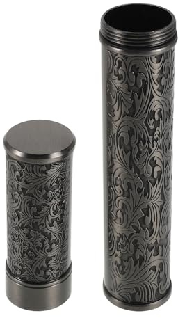 UTHCLO Tubo Portasigari Singolo in Metallo Chiusura Ermetica, Umidificatore Compatto Portatile, Custodia da Viaggio Antiumidità per Sigari, Design Goffrato Nero, per Uso Domestico