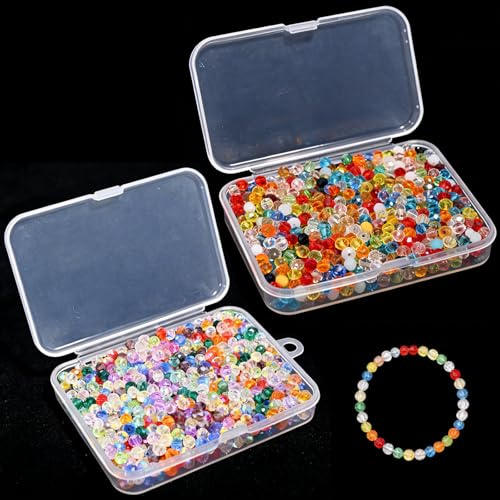 1560 Stück Transparent Pony Perlenset für Armbänder 6mm Bunte Perlen Großes mit Loch Zum Auffädeln, Bastelperlen Pony Beads für Friendship Bracelet Halsketten Armbänder Schmuckherstellung