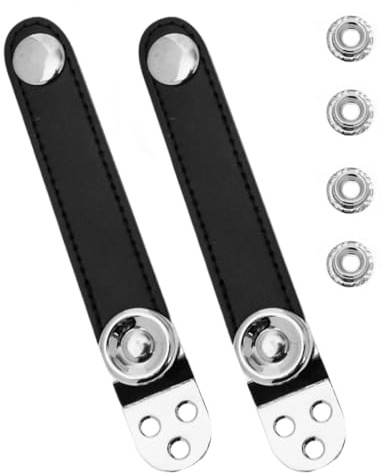 ULTECHNOVO Hebillas para Correa de Acordeón de Doble Capa, 2 Piezas de Metal Piel Vacuno Negra, Centro de 8.4 Cm, Accesorio Resistente para Instrumentos Musicales