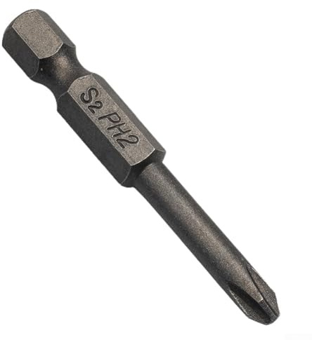 6Pcs Long for Phillips Screwdriver Bits Set, 50mm /4 Inch Hex Shank Cross Head Driver Bits for Household Appliances and Small Electronics, Alloy Steel PH1 PH2 Assorted
