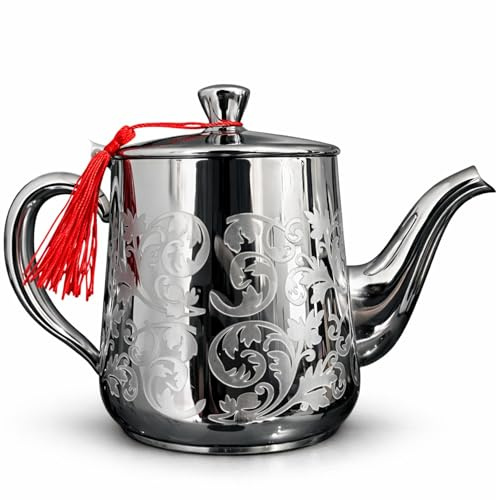 Chef Elements Théière Marocaine en Acier Inoxydable, 1,2 L, Argentée,