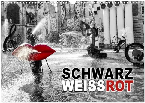 Schwarz - Weiß - Rot (Wandkalender 2026 DIN A3 quer), CALVENDO Monatskalender: Schwarzweiß-Fotografien mit einem roten Akzent (CALVENDO Kunst)