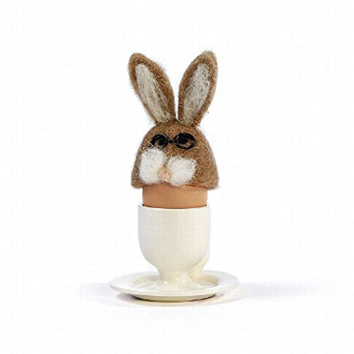 Eierwärmer aus Filz [ Hase / Hasenkopf Brille ] für den fröhlichen Frühstückstisch (der Eierbecher und das Ei sind NICHT Bestandteil dieses Angebots)
