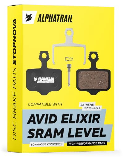 Alphatrail Bremsbeläge für SRAM Level T TL & Avid Elixir | Elixir 1 3 5 7 9 DB1 DB3 DB5 | geräuscharm & kontrollierter Biss | Organic Scheibenbremsbeläge Fahrrad E-Bike | StopNova