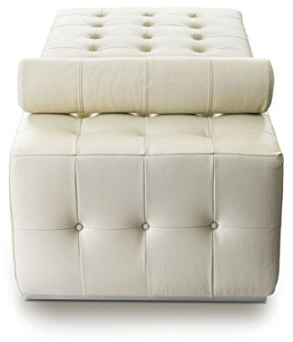 NEUERRAUM Bauhaus Leder Récamière Daybed Chaiselongue Cube Designed. Abbildung echtes Leder Créme.