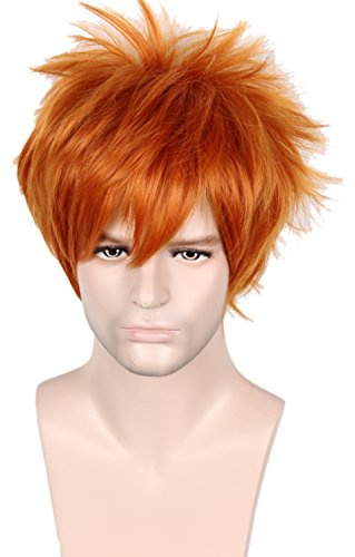 Linfairy unisex kurz gerade orange rote cosplay ifles Halloween kostüm volle Perücke für Männer