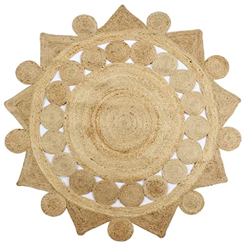 vidaXL Alfombra Tejida a Mano de Yute Trenzado Decoración Interior Hogar Casa Jardín Bricolaje Estera Moqueta Flexible Suave al Tacto Moderna 90cm