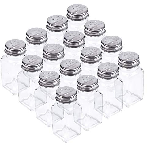 Tebery 16 Pack 3oz Clear Salt and Pepper Shakers Glass Set Classic Design
