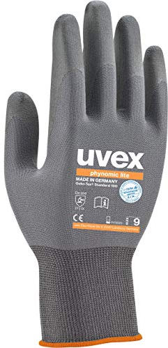 Uvex Phynomic Lite Schutzhandschuhe - 1 Paar Profi-Arbeitshandschuhe - Grau 08/M
