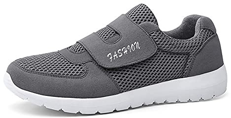 ERLINGO Chaussures de marche confortables et décontractées, chaussures plates antidérapantes pour personnes âgées, chaussures de marche légères et confortables pour homme et femme, gris, 39 EU