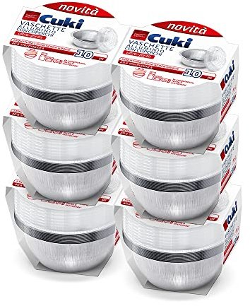 Cuki Vaschette Alluminio Con Coperchi Ultra-Forza Tonde, 6 Conf.da 10 Pezzi