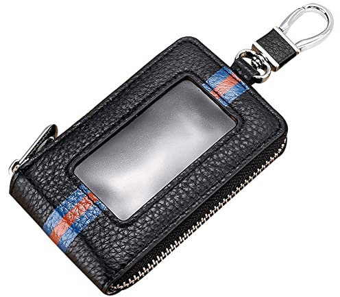 ihreesy Auto Schlüsselanhänger Tasche mit RFID-Blockierung, Universal Autoschlüssel Tasche Schlüsseletui Schlüsselmäppchen Schlüsselbeutel Autoschlüsseletui mit Reißverschluss und Karabiner,Schwarz