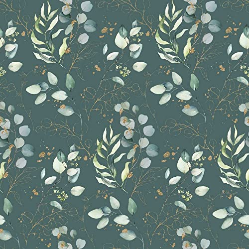 50x140cm Eukalyptus Stoff aus Baumwolle in tannengrün - grün grau gold mint – Stoffe für Weihnachten zum Nähen – Weihnachtsstoffe Baumwollstoff – keine Meterware
