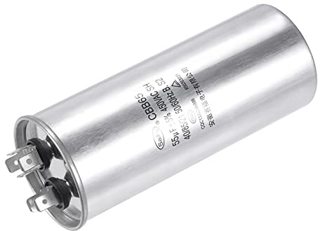 YOKIVE Betrieb Kondensator CBB65 Oval Silber 55uF 55mfd 450V AC 40/85/21 | Lauf Start Kondensator, mit Klemme, Toll für HVAC Klimageräte Hitze Pumpen