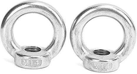 2 Stück Hebeösenmuttern, Ringmutter Stockschrauben M10/M12/M14 Edelstahl Runde Form Innengewinde Wasserwerkzeuge Für Den Außenbereich Für Yachten Der Ozeanindustrie