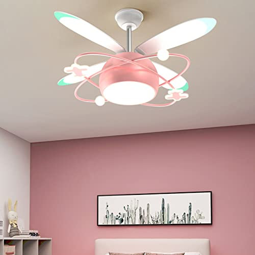 HSPLXYT Ventilador de Techo Moderno Invisible con Luces, Ventiladores de Techo de Montaje Empotrado, Ventilador Reversible con Control Remoto, for Dormitorio/habitación Infantil (Color : Pink)