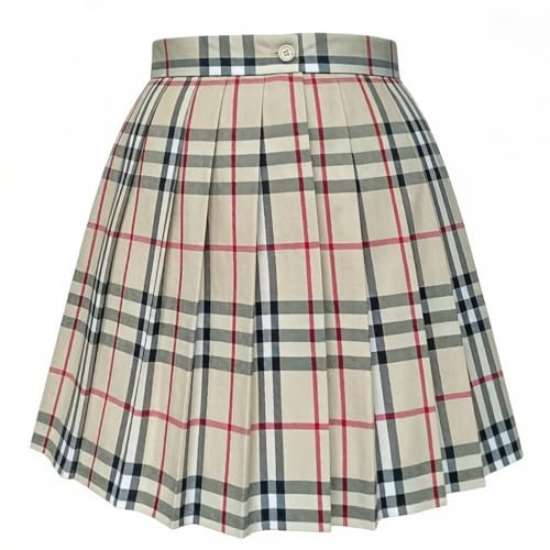 Karierter Faltenrock für Damen und Mädchen, hohe Taille, japanisches Schuluniform-Design, A-Linie, plissiert, JK-Rock, für Skater oder Tennisspielerinnen.