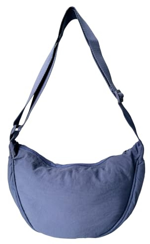 GoPaw Damen Halbmond Crossbody Schultertasche, Hobo Halfmoon Bag, Nylon Crossbody Bag Damen Halbmond Schultertasche mit verstellbarer Schultergurt, Einfarbige