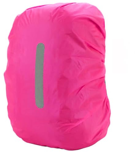 PINEPAN Protector de lluvia para mochilas, mochila escolar, reflector, mochila escolar, protector de lluvia, mochila paso a paso, protección de mochila, al aire libre, camping, senderismo, color rosa,