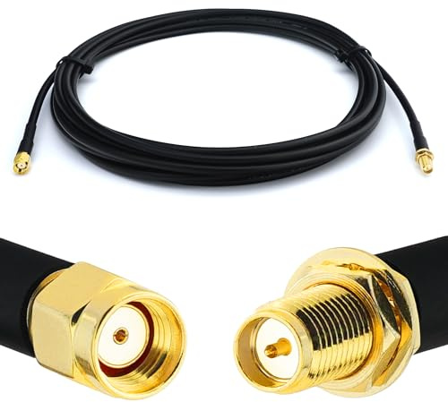 RANGEFUL 5m RP-SMA Stecker auf RP-SMA Buchse RG58 Koaxialkabel — 5 Meter Verlustarmes Antennenkabel 50 Ohm Verlängerungskabel — für WiFi Router Antenne Wireless RF WLAN Radio Modem