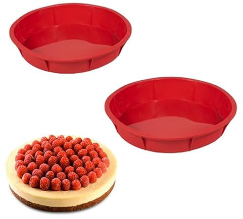 VIRSUS Stampi in Silicone Rotondi per Torta RO004, di colore Rosso, Misura 26x4,7 cm, Formine Antiaderente per Dolci, Torta, Gelati, Semifreddo, Cheesecake (2)