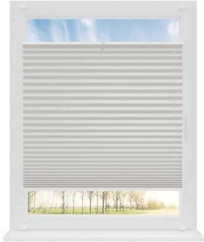 RENA Plissee ohne Bohren Rollos für Fenster | Faltrollos für Fenster & Tür | Plisseerollo nach Maß Verdunkelung | Fenster Rollos für Innen | Jalousie Stahl 40x120 cm