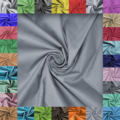 Stoff Virginia Tex, Meterware, Baumwollstoff 100%, große Breite 240 cm, Baumwollstoff 100% Oeko -Tex Standard 100 Unifarben zum Nähen (Grau, 100 cm)