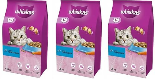 Whiskas Adult 1+ Katzentrockenfutter mit Thunfisch, 3 Beutel, 3x1,4kg – Hochwertiges Trockenfutter für ausgewachsene Katzen ab 1 Jahr- unterschiedliche Produktverpackungen erhältlich