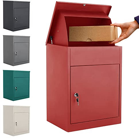 INMOZATA Parcel Box Outdoor Weatherproof Wall Mounted Delivery Box Smart Parcel Drop Box for Secure Multiple Large Delivery Packets & Mails Receiving (Red)