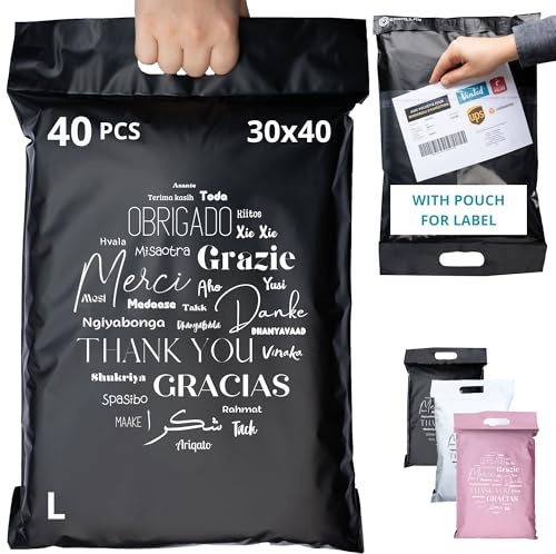 40 Verzendzakken Kleding Vinted MET VERZENDLABELS - L 30x40cm - ONDOORZICHTIG/DUURZAAM/WATERDICHT - Verzendenvelop van Kunststof - Verzendtas met handvat - tassen voor pakketten - Bedankt