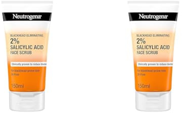 Neutrogena Blackhead Eliminating Face Scrub (2x 150ml), Gentle Face Care with 2% Salicylic Acid, Oil-Free Exfoliator to Help Reduce Blackheads from Day 1, Suitable for Blackhead-Prone Skin