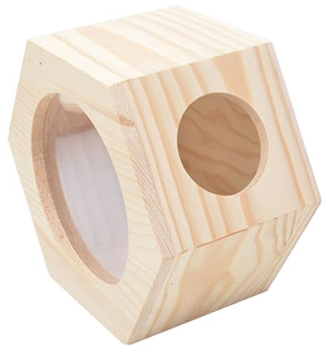 Yardwe Château De Hamster en Bois 14.5X9X17 Cm Maison pour Hamsters Et Rongeurs avec Cachette Et Aire De Jeu Sécurisée pour Cage d'animal De Compagnie