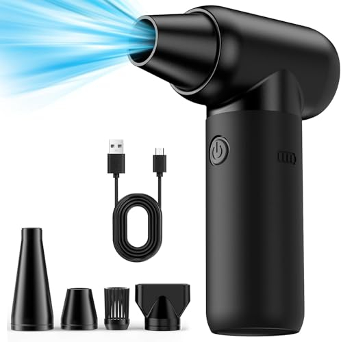 Elektrische Staubgebläse Luftdruckspray, 3-Gang 180000 U/min, Druckluft Compressed Air Duster, Reinigungsbürste und USB Schnellladung Kabelloser Jet Dryer Gebläse für PC Reinigungsset, Auto, Sofa