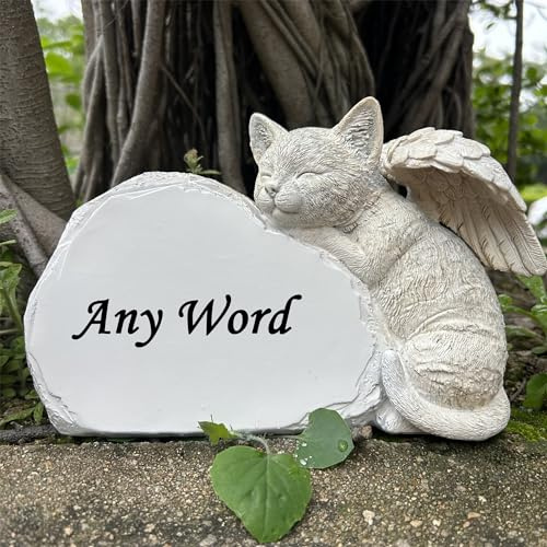 Personalisierte Katzenengel Gedenkstatue - Gravierter Haustier-Katzen-Gedenkstein - Katzen-Grabmarker, personalisierbares Katzen-Gedenkgeschenk mit jedem Wort