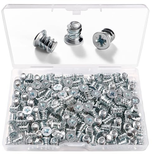 VooGenzek 150 Stücke M6.3 * 8 mm Euro Schrauben, Möbelschrauben, Senkkopf mit Kreuzschlitz Schrauben, für Küchenschränke und Scharniere