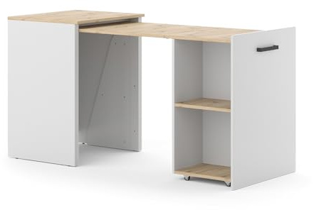 Vicco Esstisch Adam, Greige/Artisan-Eiche, 50.4 x 60 cm | ausziehbar, geeignet als ausziehbare Tischlösung für Ess- und Wohnbereiche