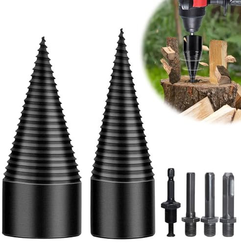 Idota Holzspalter Schraube Kegel Set 42mm + 32mm Bohrer Mit 4 Bohrgriffe, Bohrkegel Kegelspalter Für Holz Spalten, Wood Splitter Für Bohrmaschine