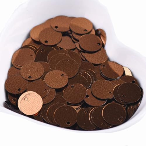 Wambere 20 g, paillettes, ca. 600 pezzi, 10 mm, con paillettes rotonde, con foro per il fai da te, cucito, gioielli, decorazione per la casa, caffè