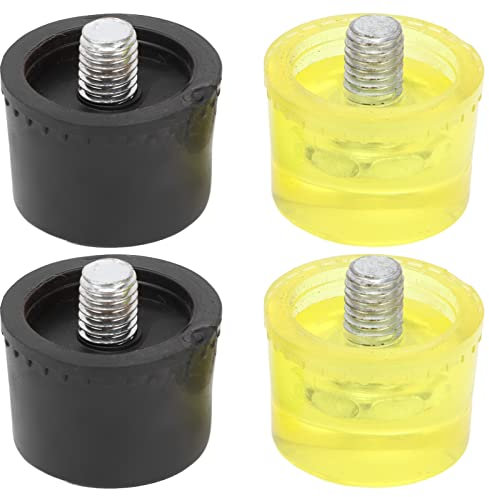 Rubber, Striking Head Tips Hammer Replacement Tips Set Mallet Yellow Black 2 Set, with Mounting Screw Button, for Installation Thread (Φ25mm)