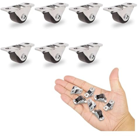 Rotelle Per Mobili Piccole, 11 Pezzi Rotelline Per Mobiletti, Profilo Basso, 1/2 Pollice Non Girevole Routine Piccole Per Mobili Ottimo, Carrelli e Progetti Fai Da Te (Senza Viti)