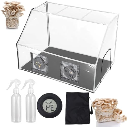 Mycology Kit de culture de champignons avec 2 pulvérisateurs et thermomètre, 90 x 60 x 60 cm, hotte mycology pour plantation et propagation de champignons