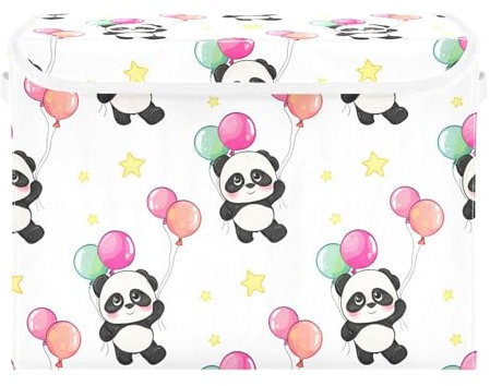 Sevdomey Contenitori colorati per palloncini e panda, con coperchio e maniglia per il trasporto, contenitori pieghevoli per casa, camera da letto, armadio, ufficio, asilo nido