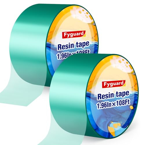 Fyguard 2 Rolls Resin Tape for Epoxy Resin Molding, 50mm x 33m Thermal Adhesive Tape High Temperature Resistance Green Tape for River Tables Spray Painting Welding Electronic Heating, No Residue