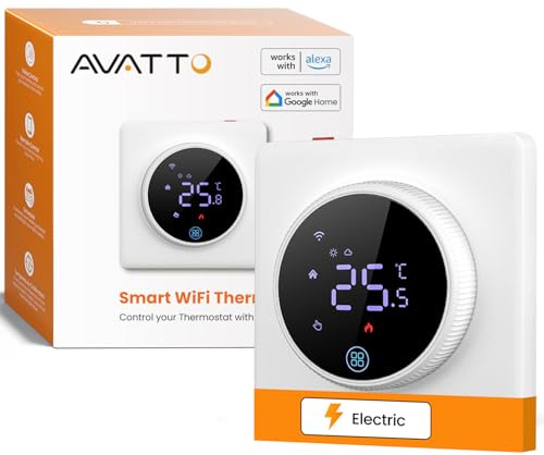AVATTO Thermostat für Elektrische Fußbodenheizung Smart WiFi Thermostat Programmierbar Raumthermostat Unterstützen Alexa, Google Home Sprachsteuerung und Smart Life App Fernbedienung (2.4GHz-WiFi)