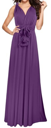 Generisch 2026 Elegante vestido largo de noche con cuello en V para mujer, vestido cruzado convertible para damas de honor, invitadas de boda, fiestas, ropa casual, disfraz de león, vestido de mujer