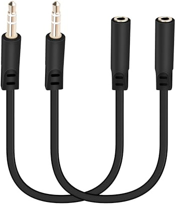 GELRHONR 3.5mm to 3.5mm Audio Extension Cable 0.5FT,Right Angle TRS 1/8 Male to Female Jack Aux Cable for Headphones, Headsets, Laptops, Phones, MP3 Players, Car Stereo Systems 2-Pack